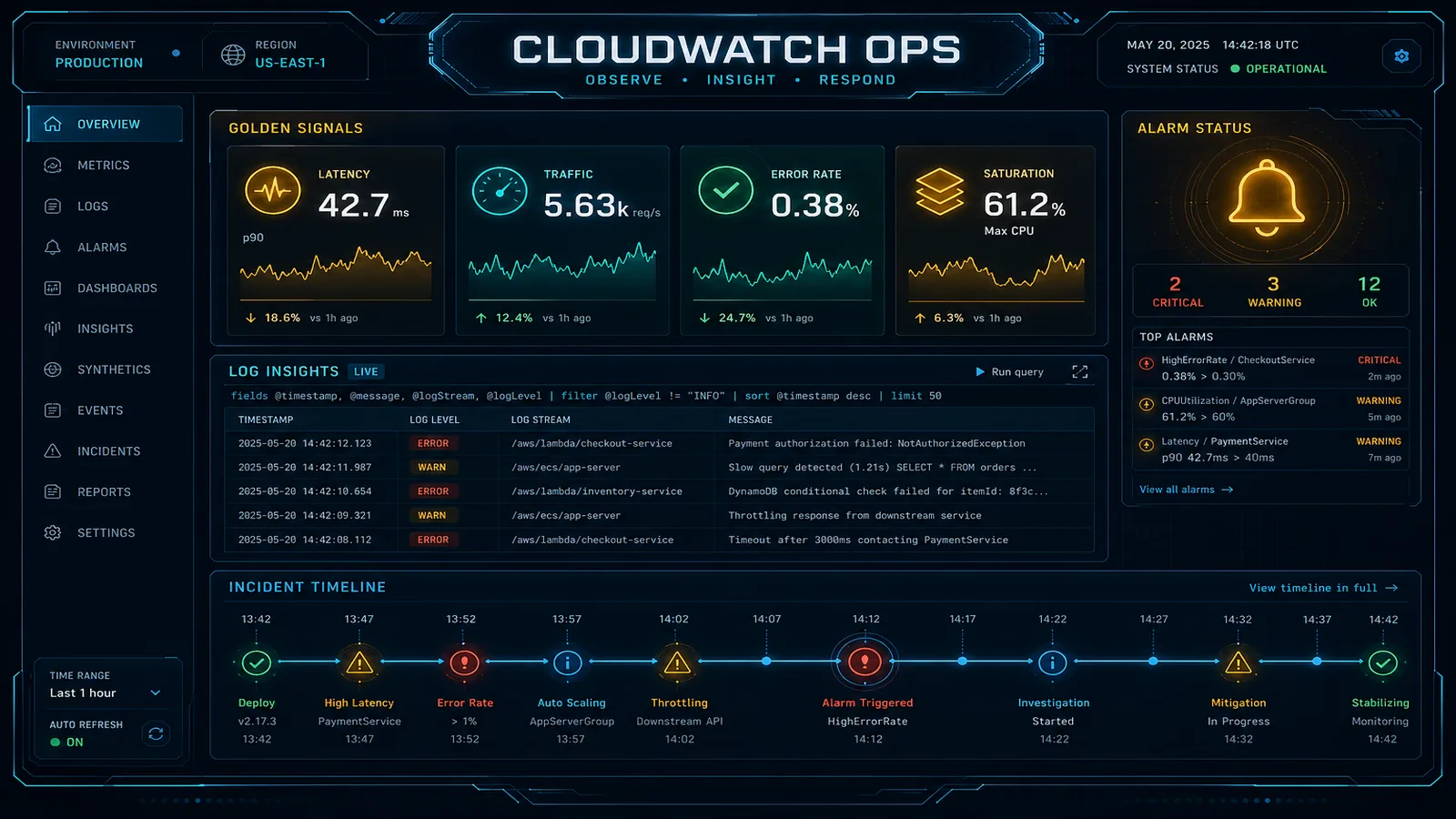 AWS CloudWatch Observability: Metrics, Logs, and Alarms Best Practices
