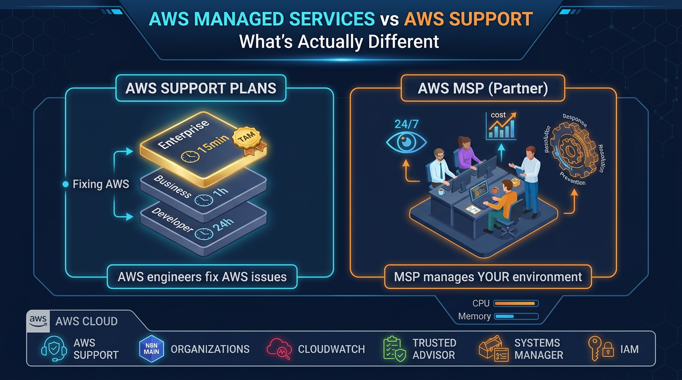 AWS Managed Services vs AWS Support Plans: What's Actually Different