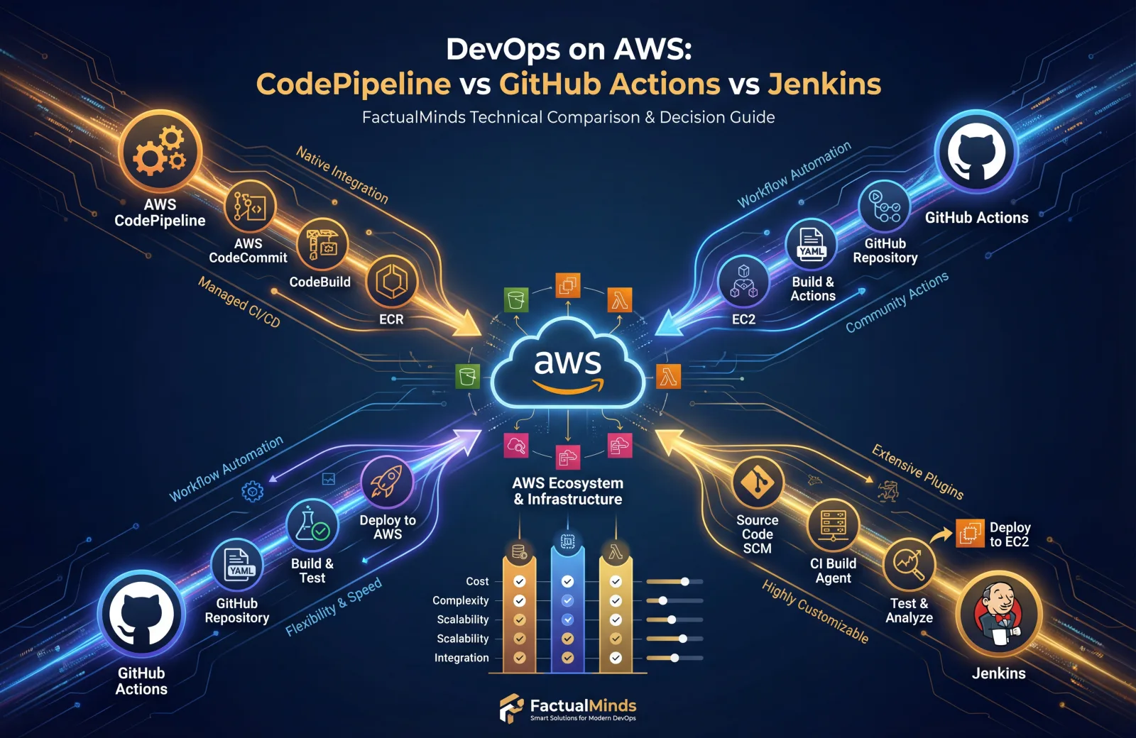 DevOps on AWS: CodePipeline vs GitHub Actions vs Jenkins